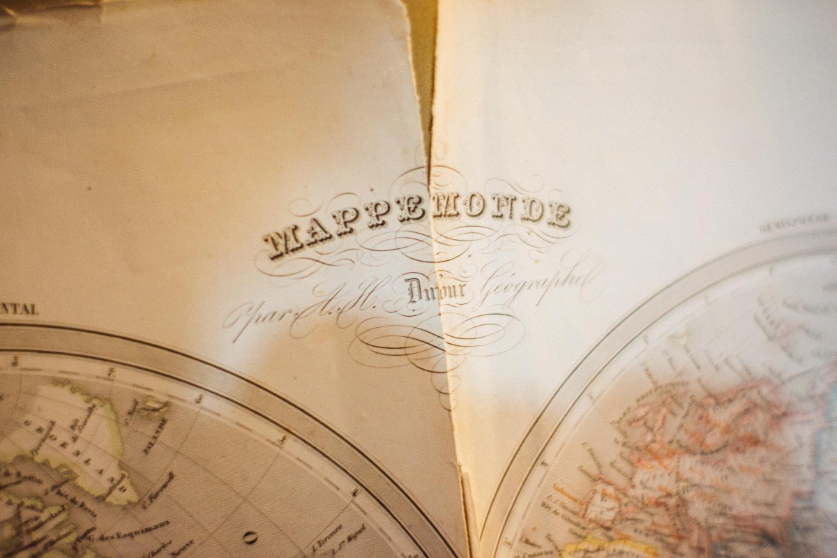 Gravure Ancienne De Grenier 1840 - Mappemonde De Dufour-photo-4
