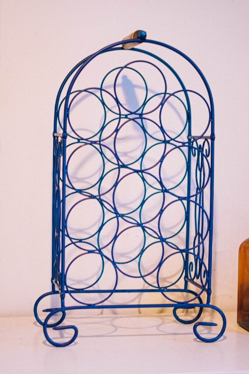 Porte Bouteilles Ancien 12 Places Fer Forgé Vintage-photo-4