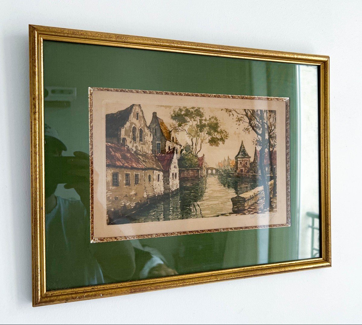Pretty Lithograph Early 20th Century Flemish Style-photo-2