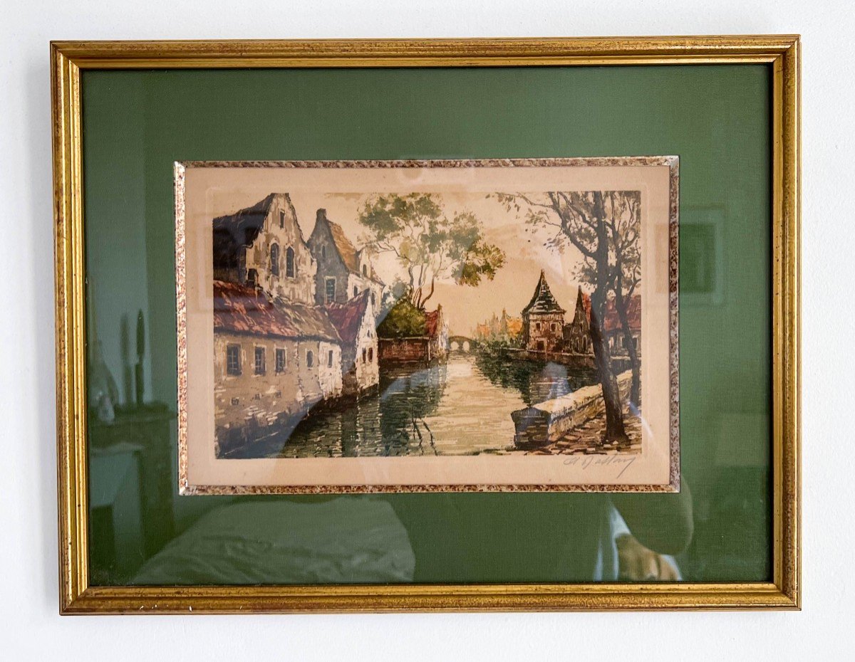 Pretty Lithograph Early 20th Century Flemish Style
