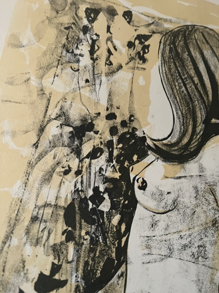 Affiche Lithographie Claude Sauzet – Nu féminin (1970), signée et numérotée-photo-2