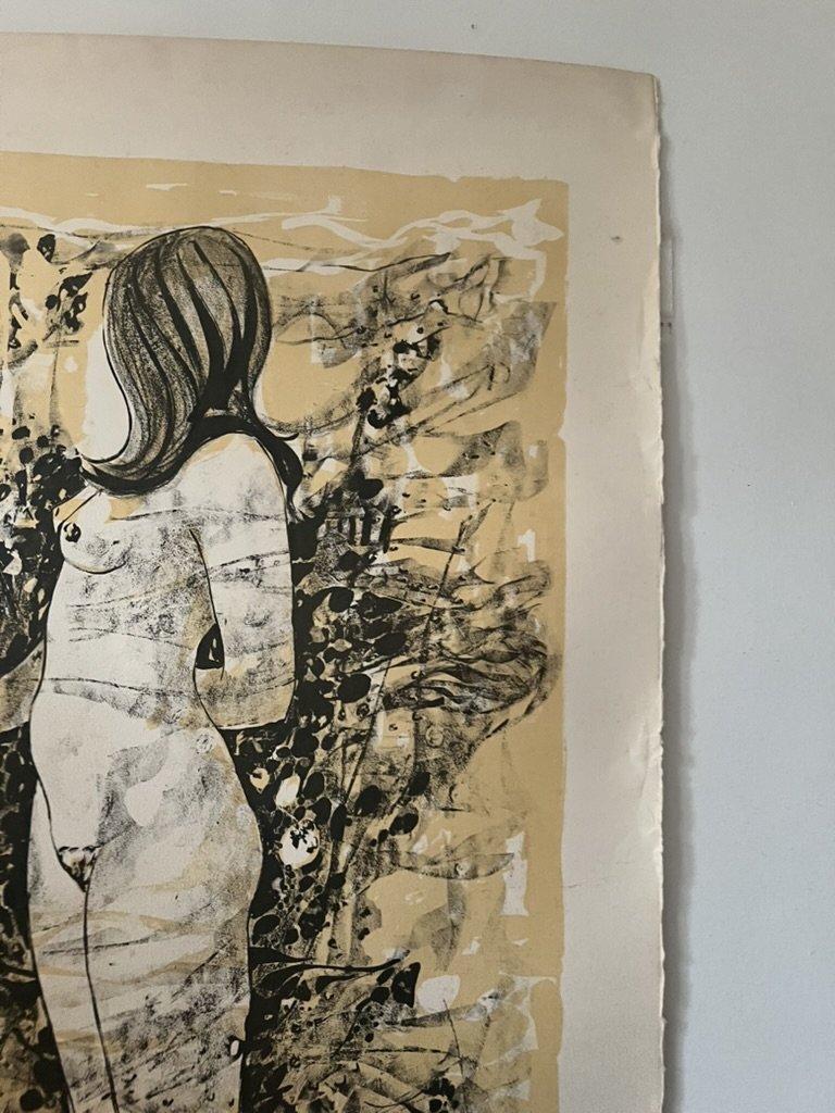 Affiche Lithographie Claude Sauzet – Nu féminin (1970), signée et numérotée-photo-2