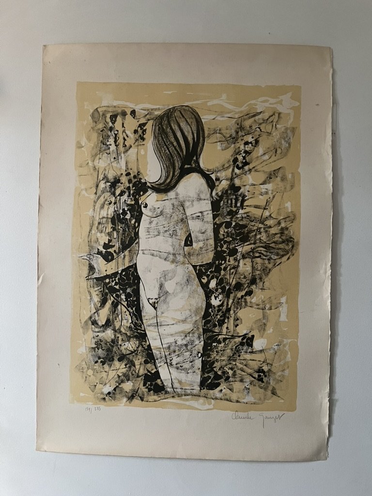 Affiche Lithographie Claude Sauzet – Nu féminin (1970), signée et numérotée