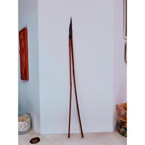 Paire De Flèches Anciennes XIXème Océanie Métal Et Bambou