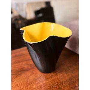 20th Century Elchinger Yellow And Black Vase