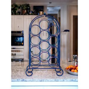 Old Bottle Rack 12 Places Vintage Wrought Iron