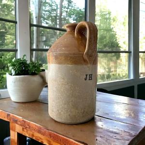 Old British Rum Jug 19th In Stoneware 
