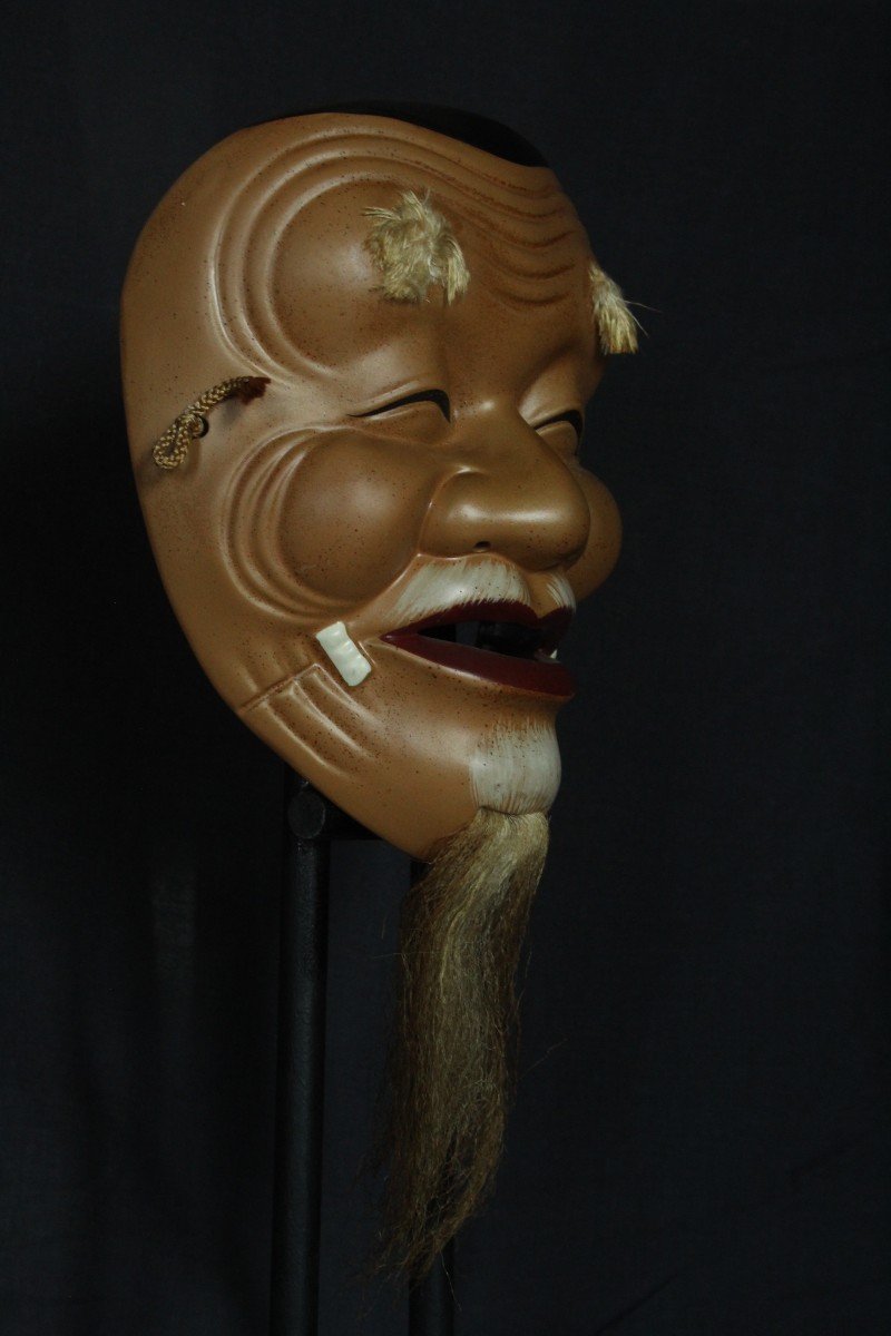 Masque Vintage Japonais, Vieil Homme Okina, Teather Noh, Poterie d'Osaka