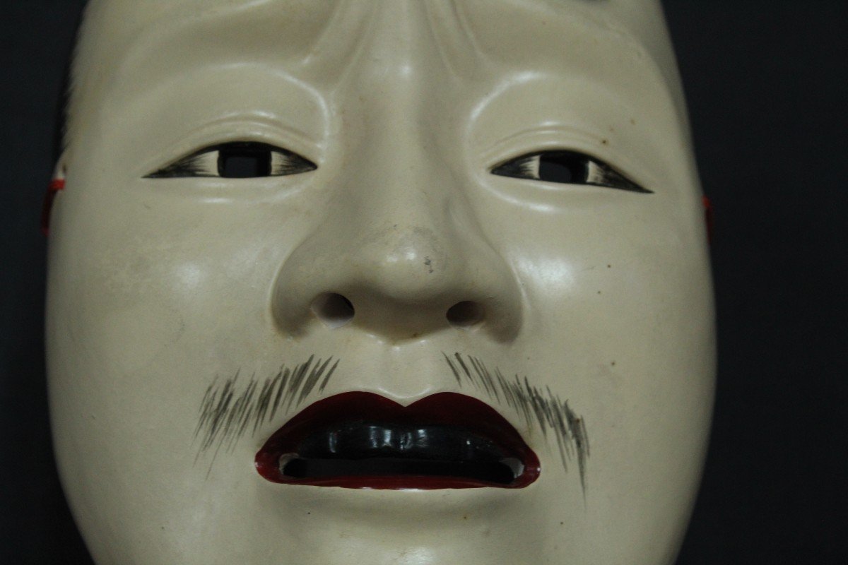 Masque Vintage Japonais, Homme Otoko, Teather Noh, Signé, Poterie d'Osaka-photo-2