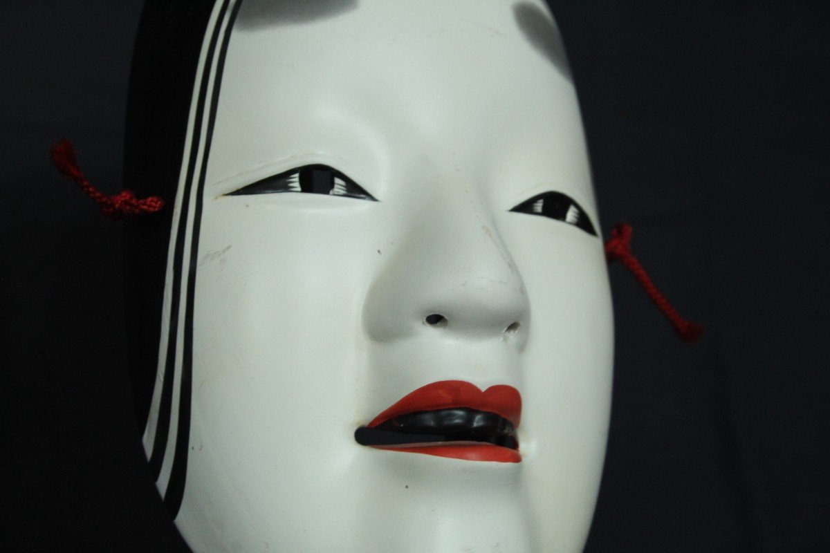Japanese Mask, Onna 若女, Vintage Noh Teather, Pottery From Osaka-photo-2
