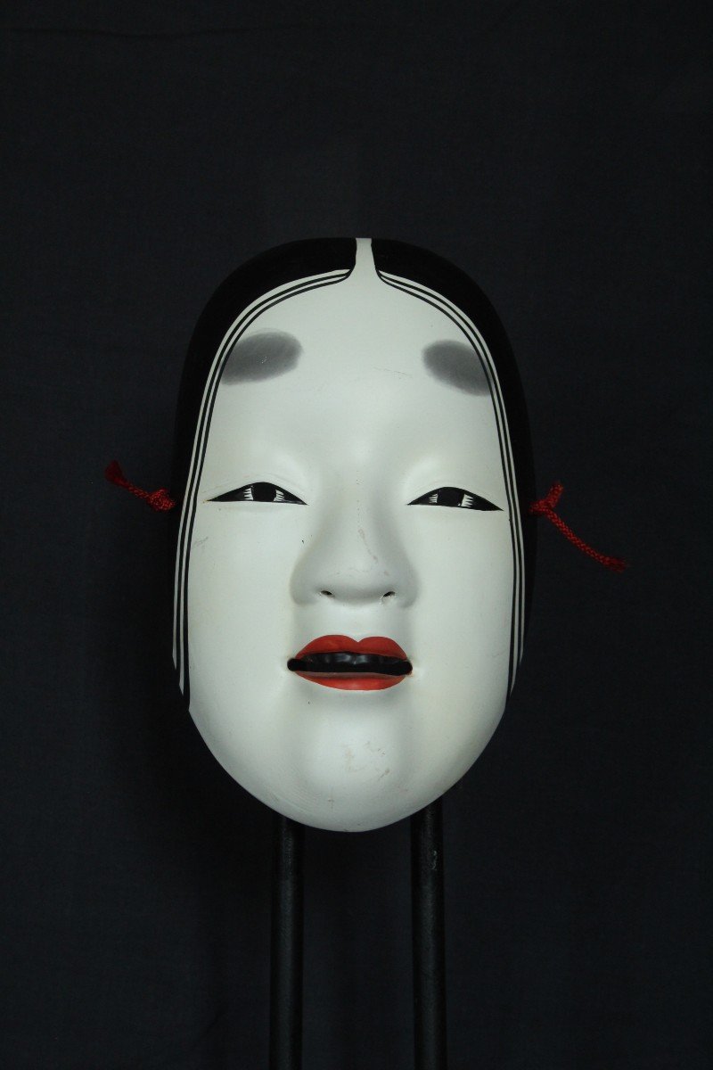 Masque Japonais, Onna 若女, Teather Noh Vintage, Poterie d'Osaka-photo-1