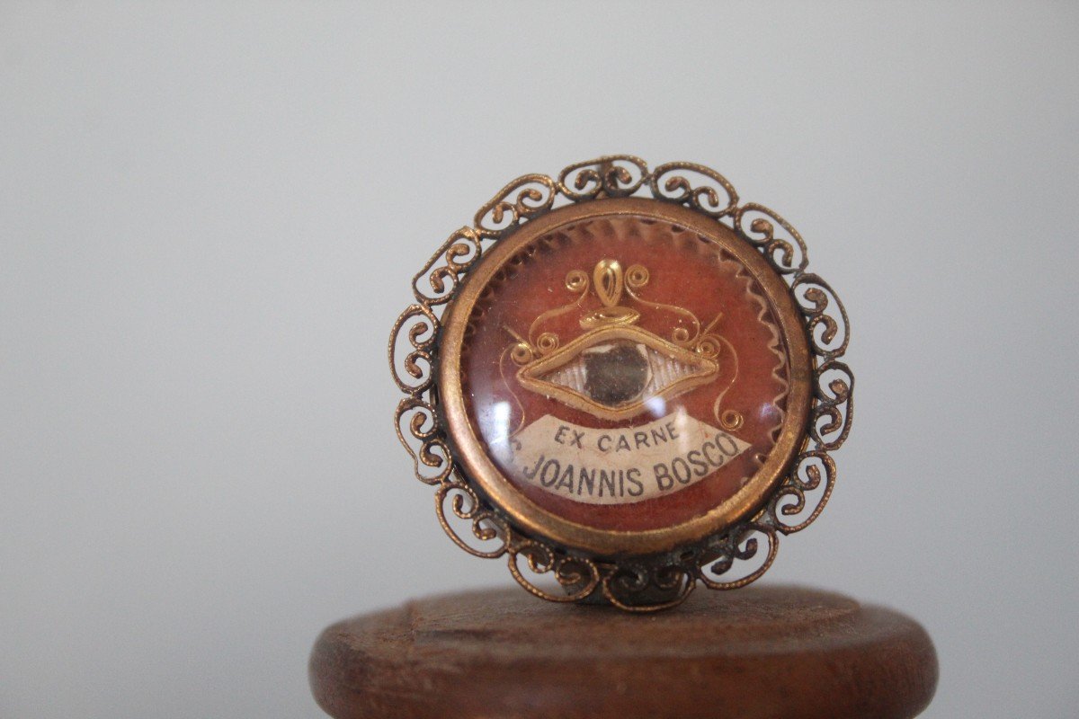Paire De Reliques De Don Bosco, Reliquaire Certifié Ex Carne Et Ex Indumentis-photo-2