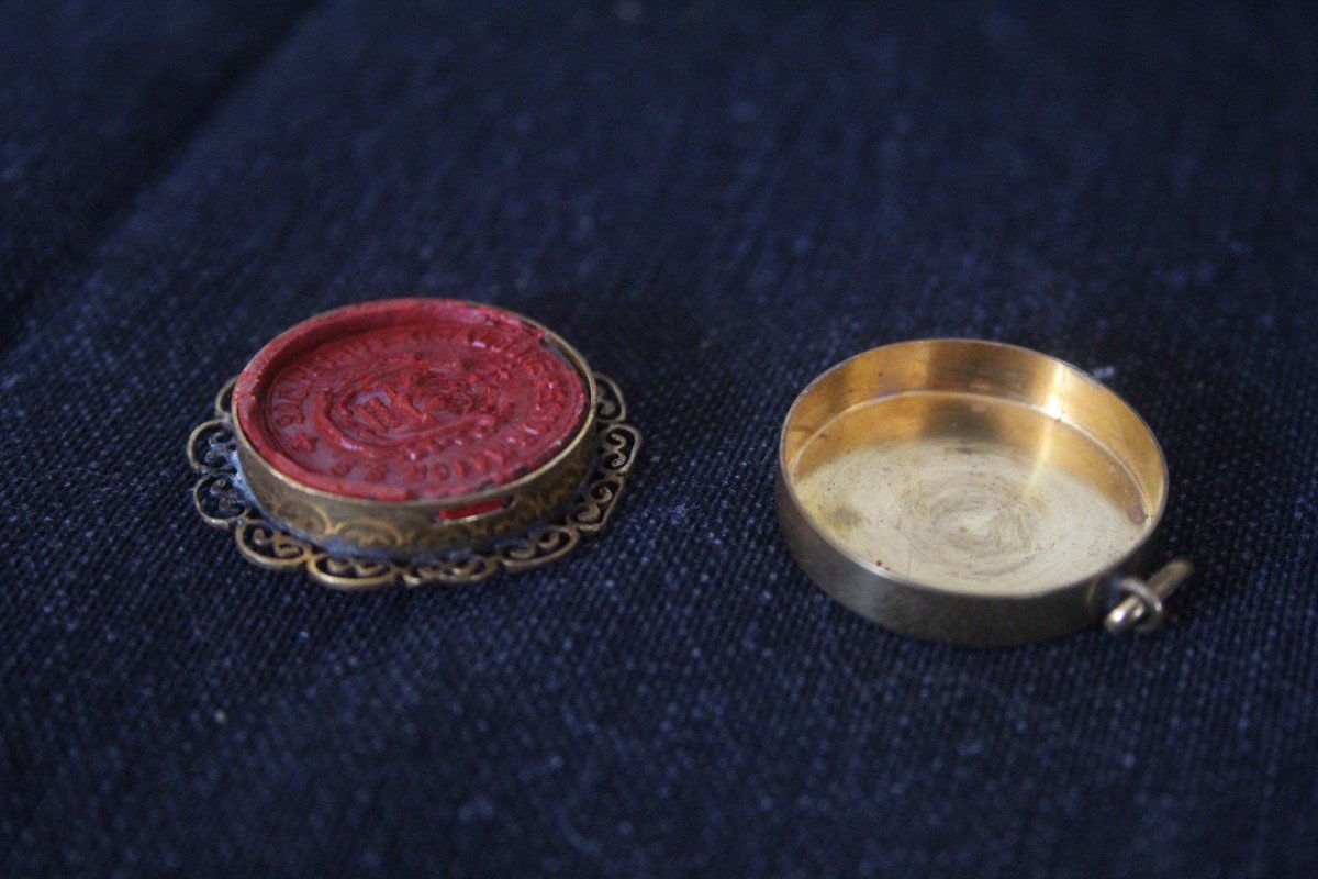 Paire De Reliques De Don Bosco, Reliquaire Certifié Ex Carne Et Ex Indumentis-photo-2