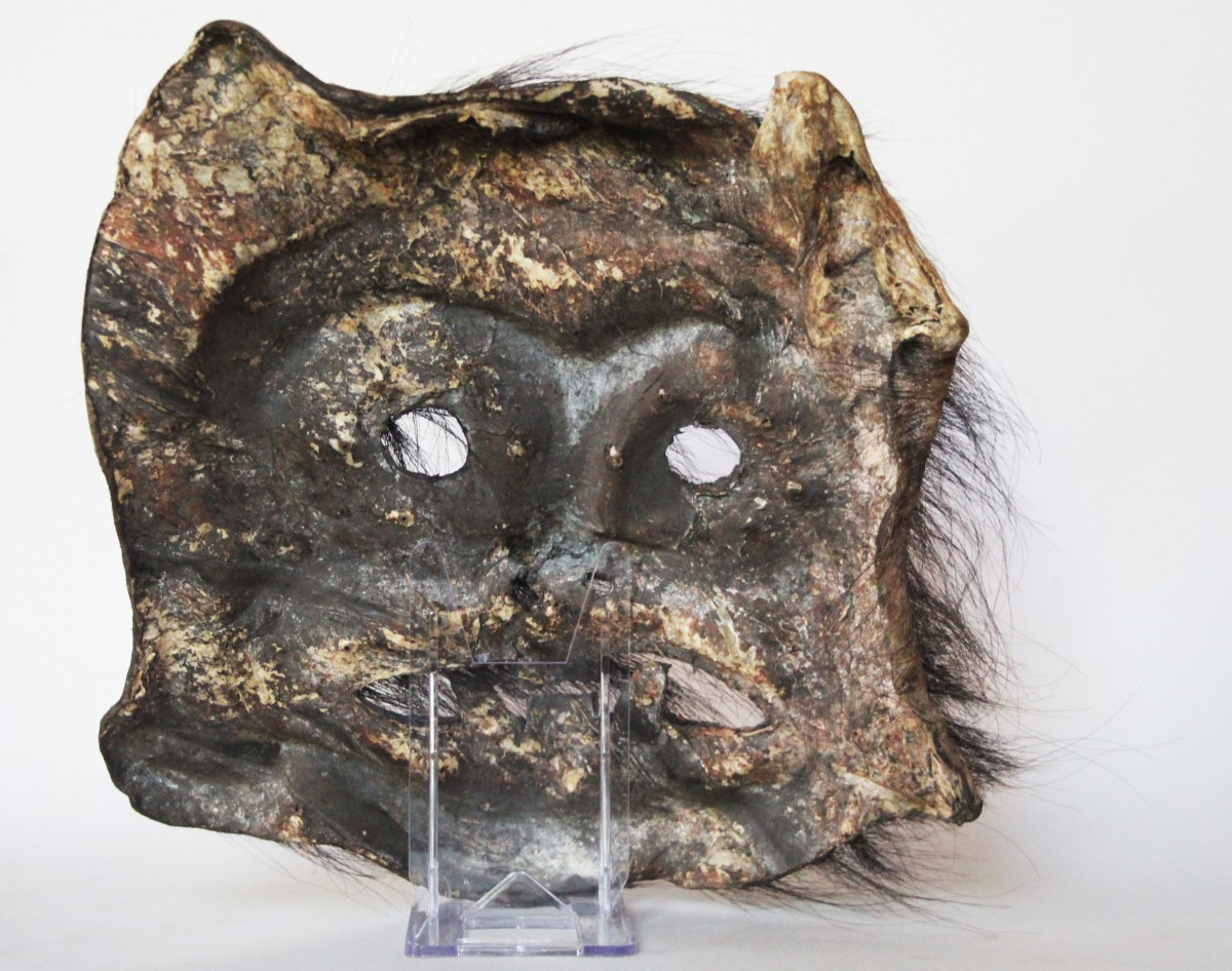 Tamang Shamanic Mask, From Nepal, Made Of Yak Leather.-photo-3