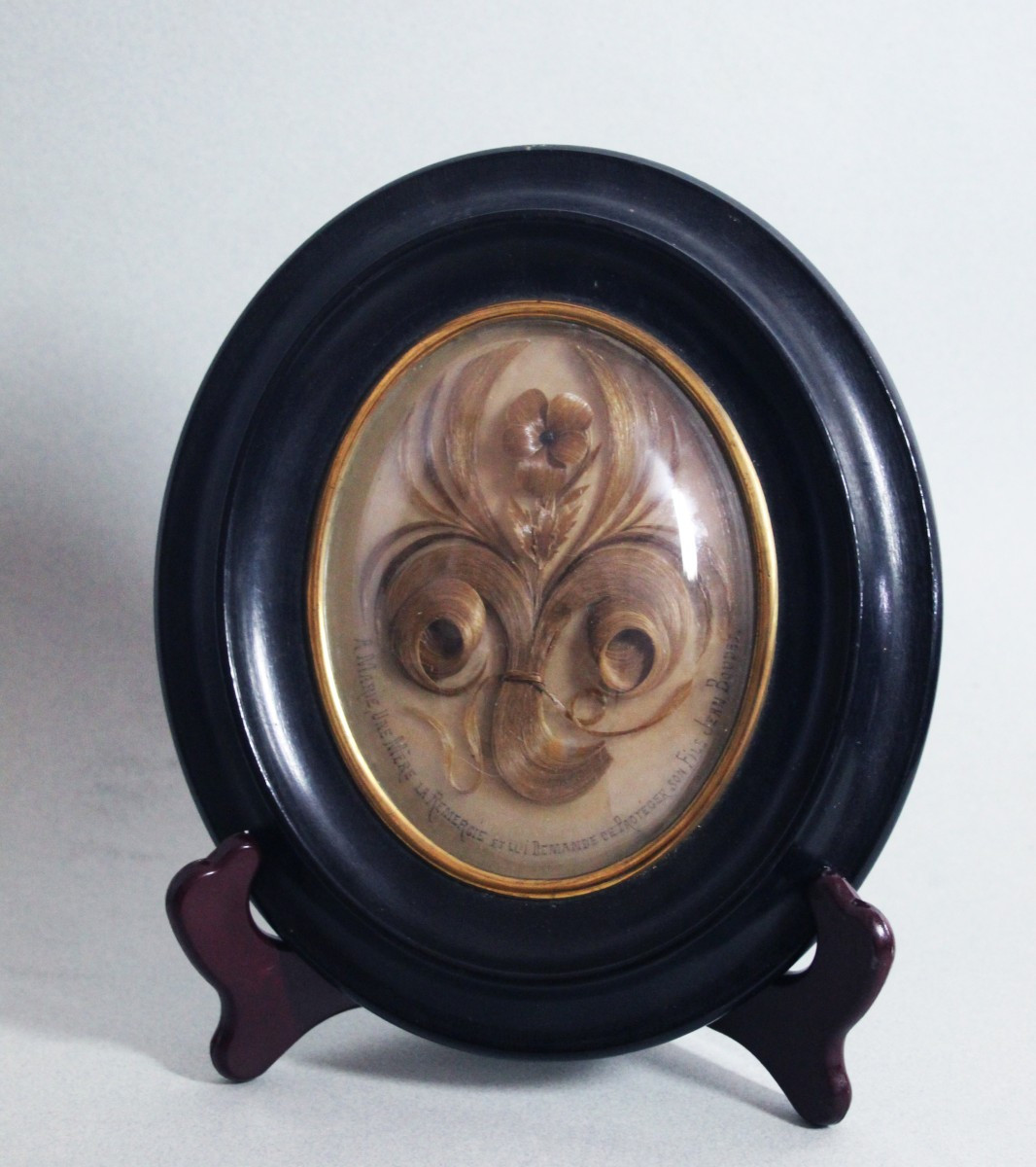Victorian Mourning Relic Made Of Worked Hair