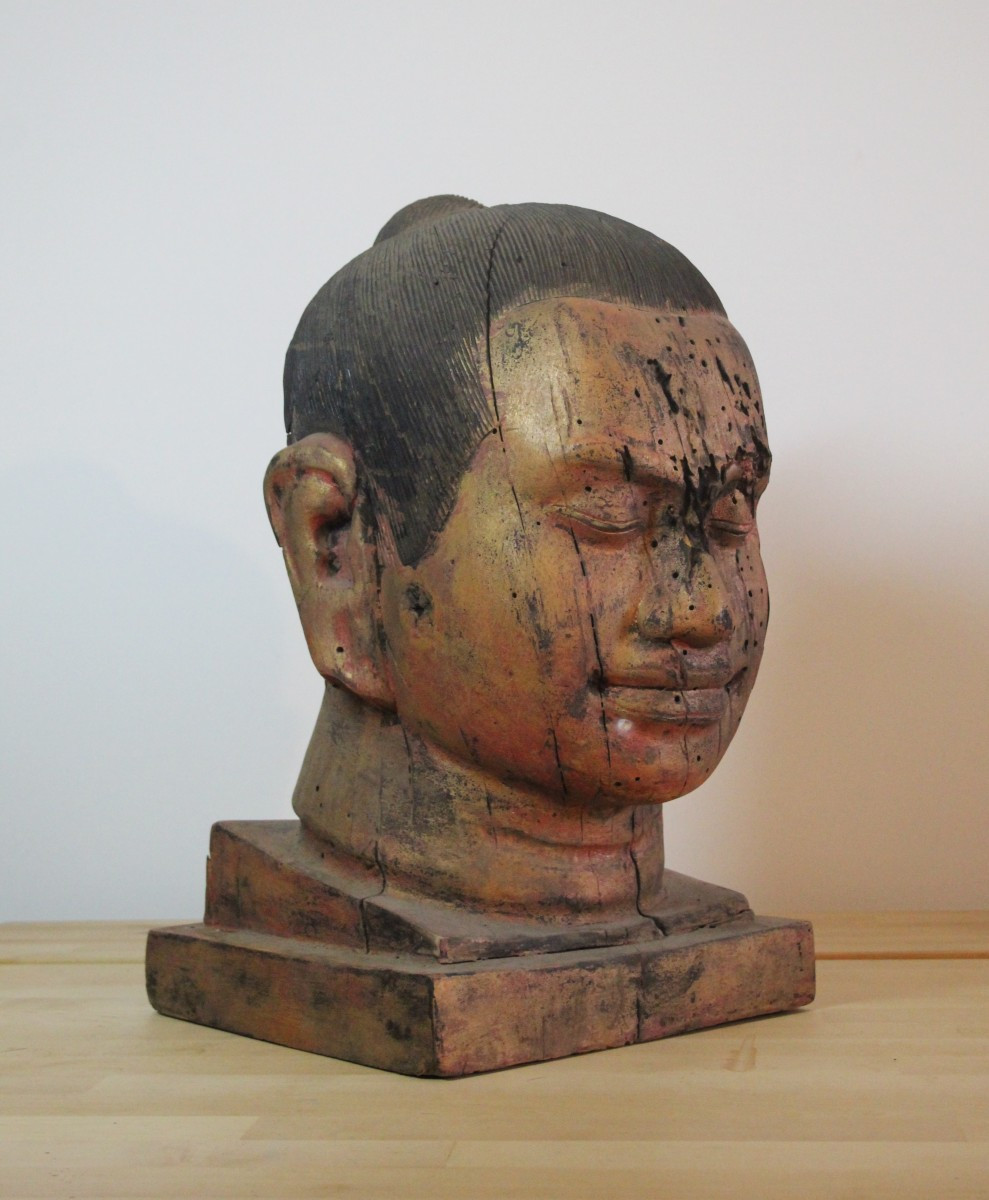 Wooden Head Of King Jayavarman VII - Cambodia-photo-2