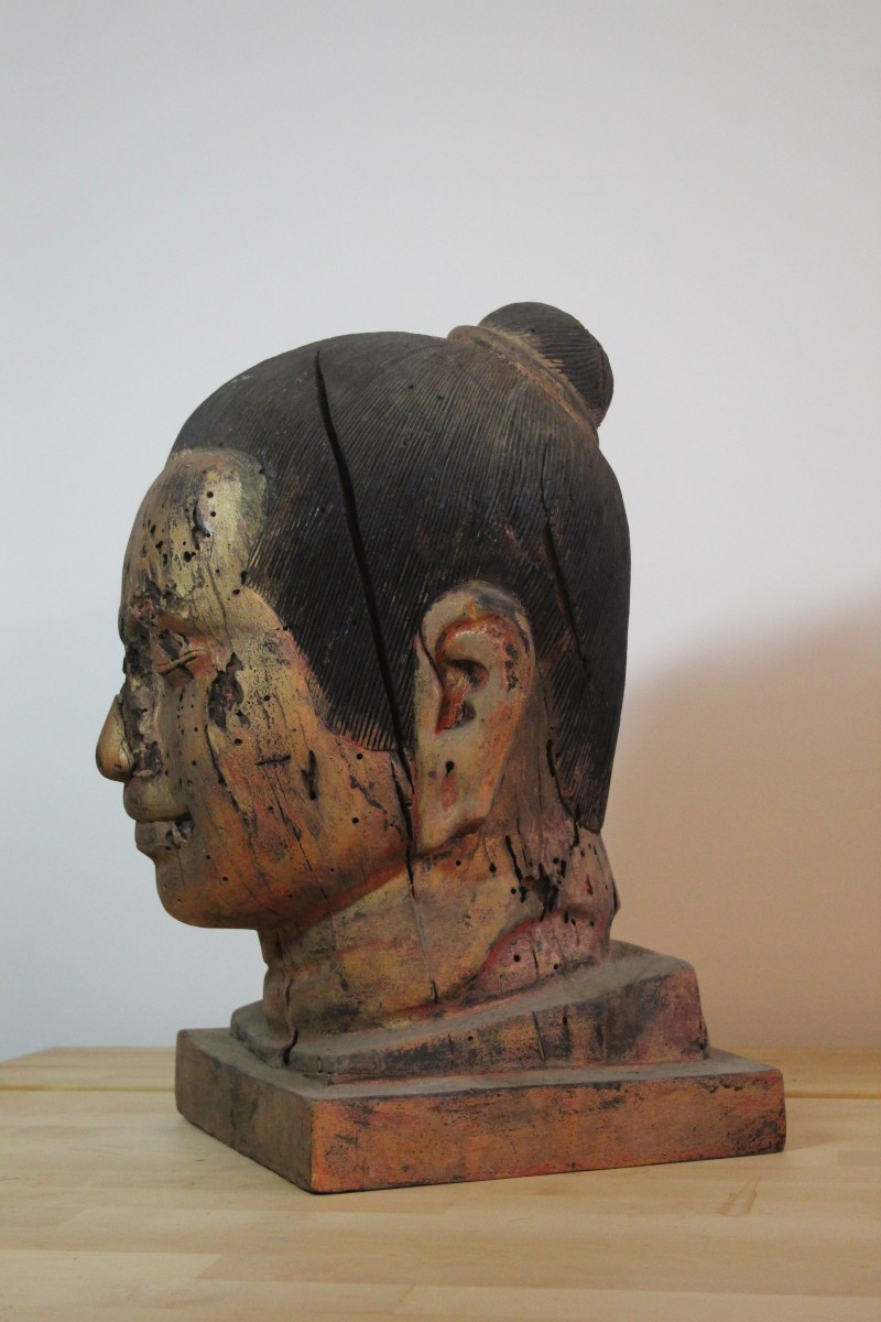 Wooden Head Of King Jayavarman VII - Cambodia-photo-4