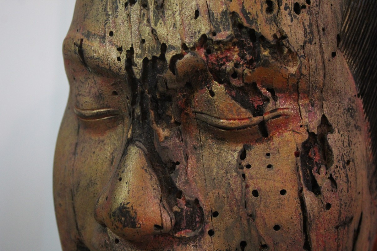 Wooden Head Of King Jayavarman VII - Cambodia-photo-2
