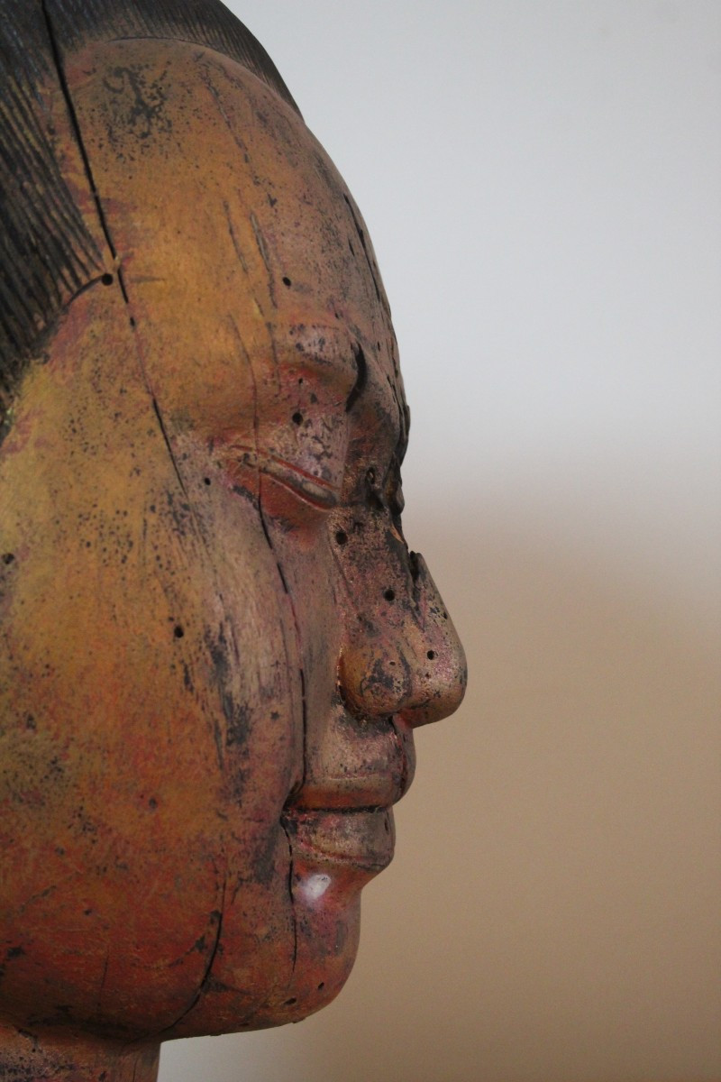 Wooden Head Of King Jayavarman VII - Cambodia-photo-4