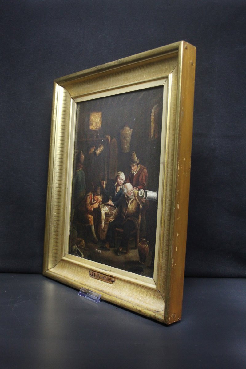 École flamande, Intérieur avec personnages dans une auberge-photo-3