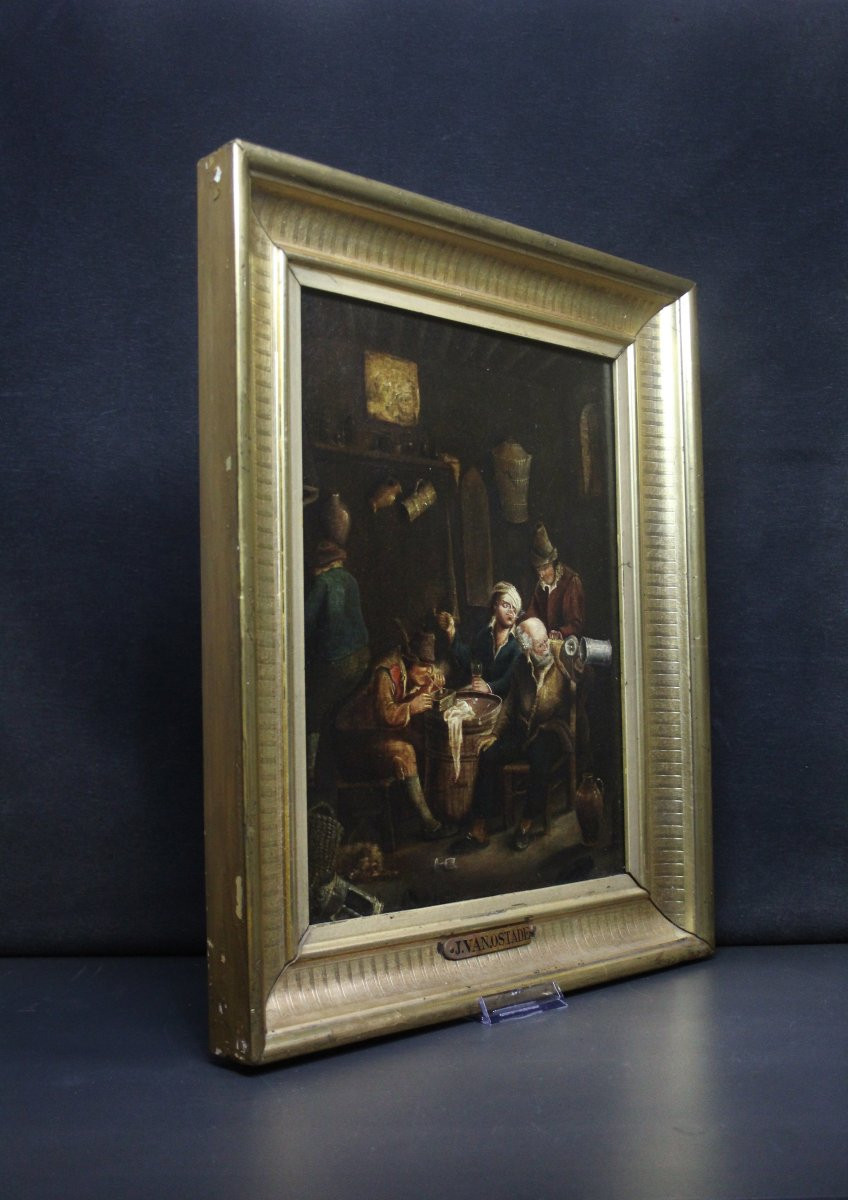 École flamande, Intérieur avec personnages dans une auberge-photo-4