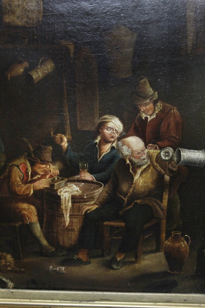 École flamande, Intérieur avec personnages dans une auberge-photo-1