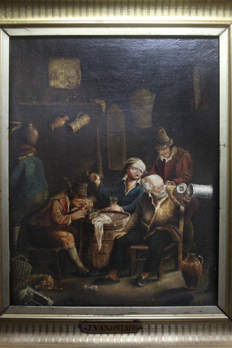 École flamande, Intérieur avec personnages dans une auberge-photo-5