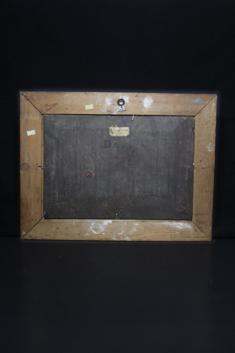 École flamande, paysage fluvial avec châteaux et voyageurs-photo-4