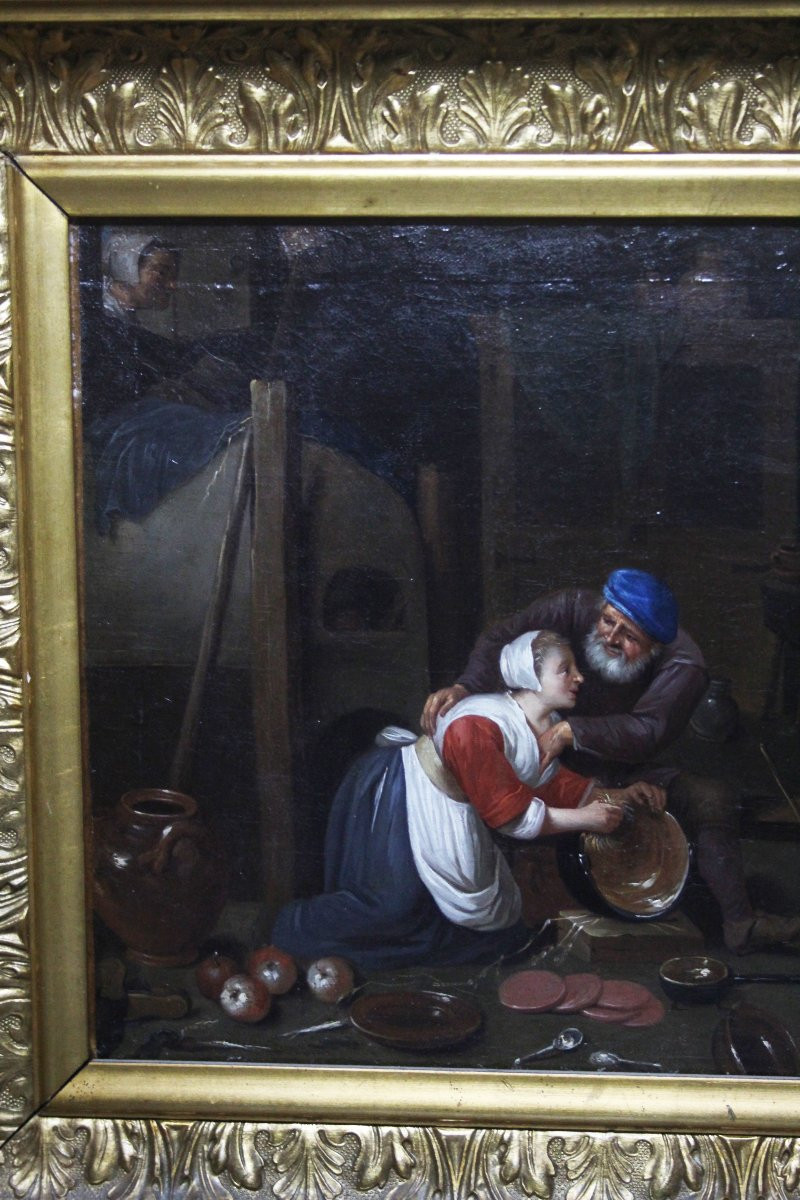 École flamande, intérieur de cuisine avec personnages-photo-1