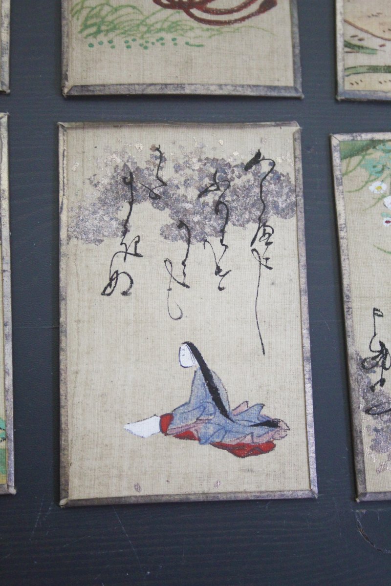 Ensemble de 46 cartes japonaises anciennes – Hyakunin Isshu-photo-4