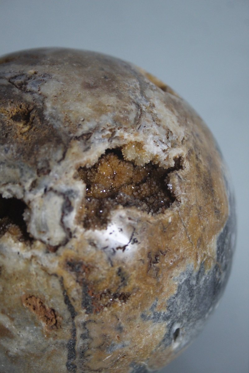 Paire de sphères en quartz, agate et améthyste sur socles personnalisés-photo-3