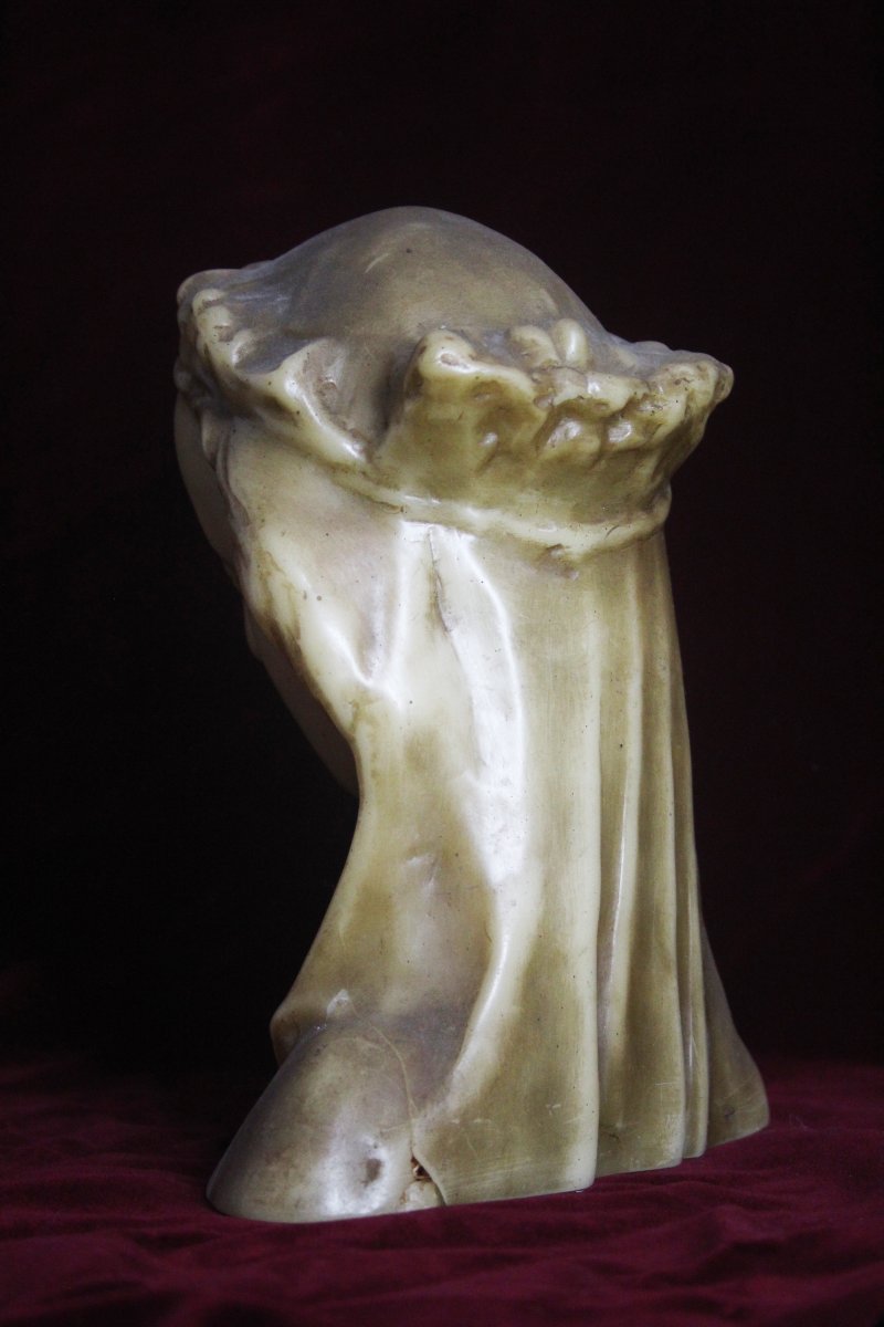 Buste de la Vierge voilée en cire d’abeille – Début du XIXe siècle-photo-6