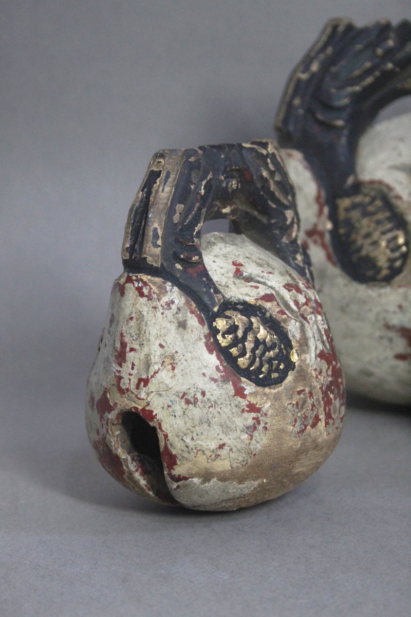 Set Of 4 Antique Mokugyo, Japan-photo-4