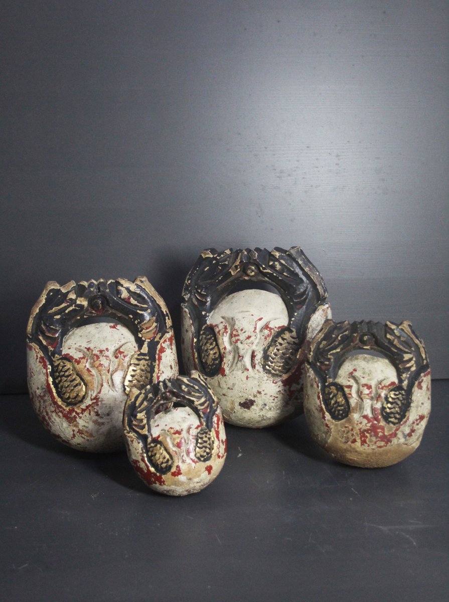 Set Of 4 Antique Mokugyo, Japan