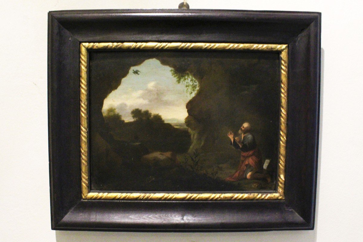 Peinture d'Un Saint, Huile Sur Cuivre, Italie XVIII Siècle