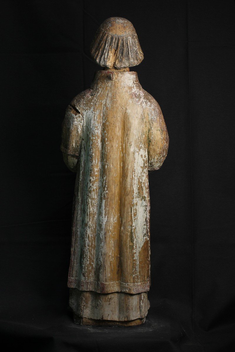 Frère Sculpture Polychrome, XVIIe Siècle-photo-3