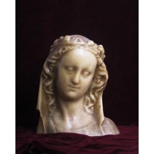 Bust Of The Veiled Virgin In Beeswax – Early 19th Century