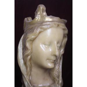Bust Of The Crowned Virgin Mary In Beeswax – France, Early 19th Century