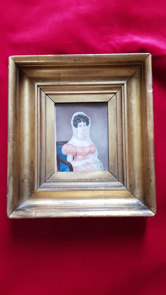 Miniature Jeune Femme Epoque Empire-photo-2