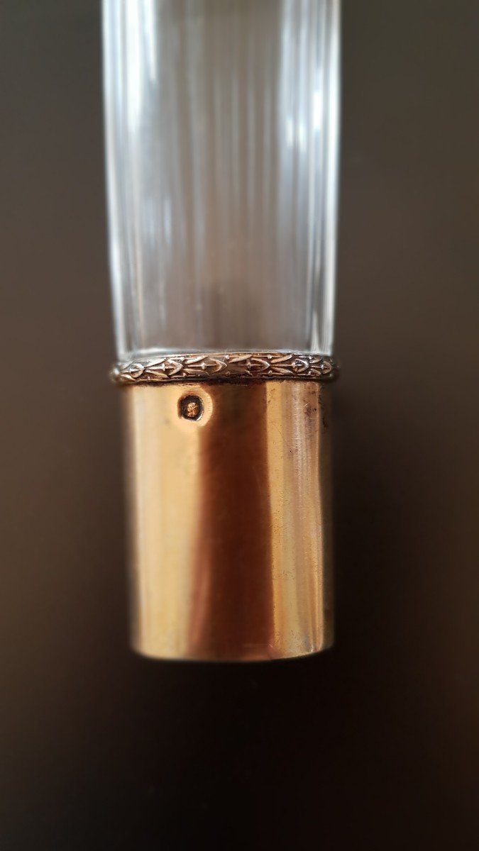 Flacon Eau De Mélisse: Vermeil- Cristal 19ème-photo-1