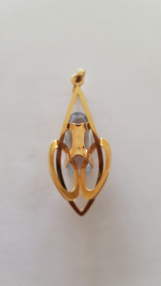Gold-aquamarine Pendant-photo-2