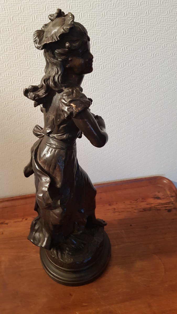 Bronze "little Red Riding Hood" By Hippolyte Moreau-photo-2