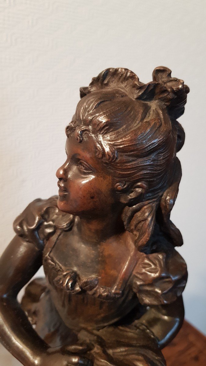 Bronze "little Red Riding Hood" By Hippolyte Moreau-photo-1