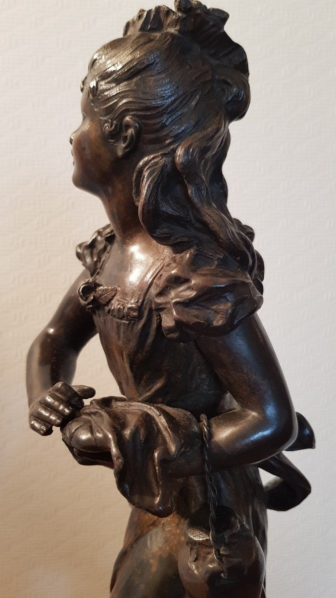 Bronze "little Red Riding Hood" By Hippolyte Moreau-photo-3