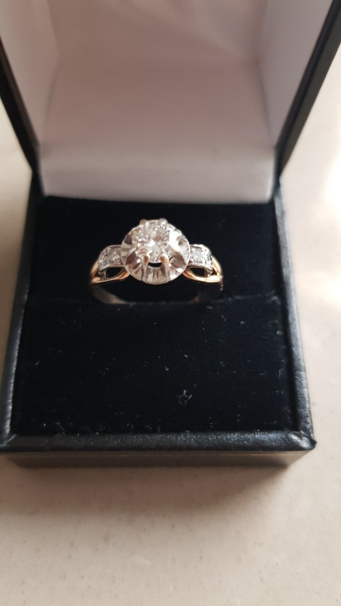 Gold And Diamond Solitaire Ring
