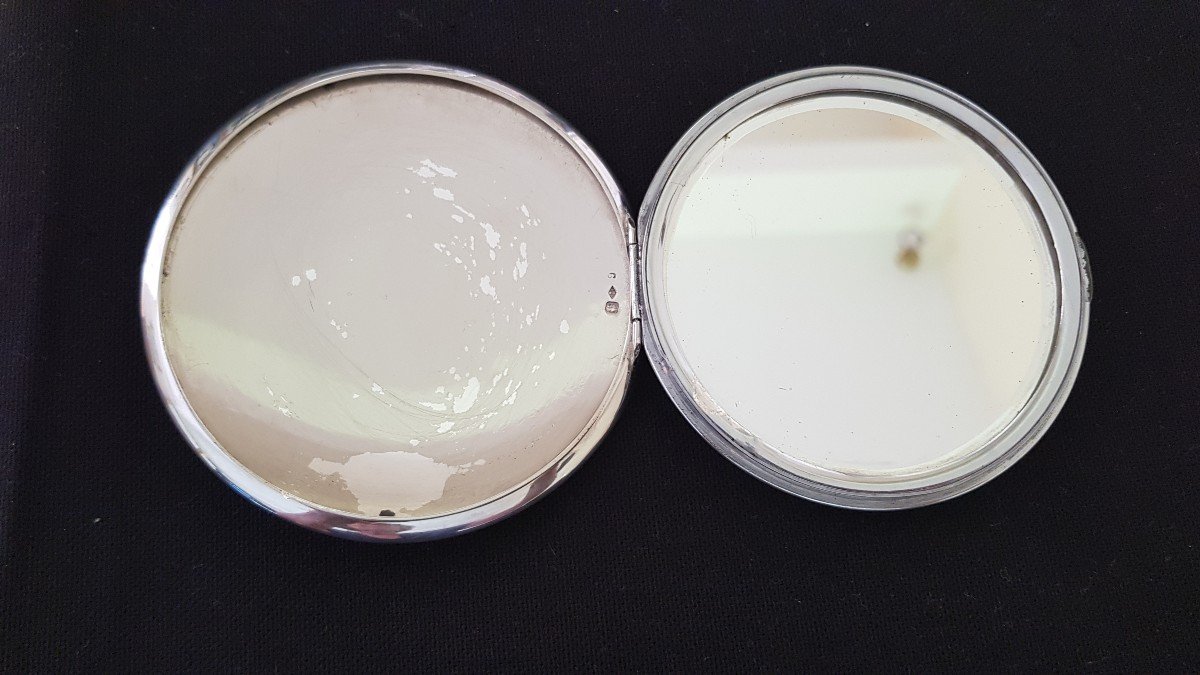 Art Deco Enameled Silver Powder Compact-photo-2