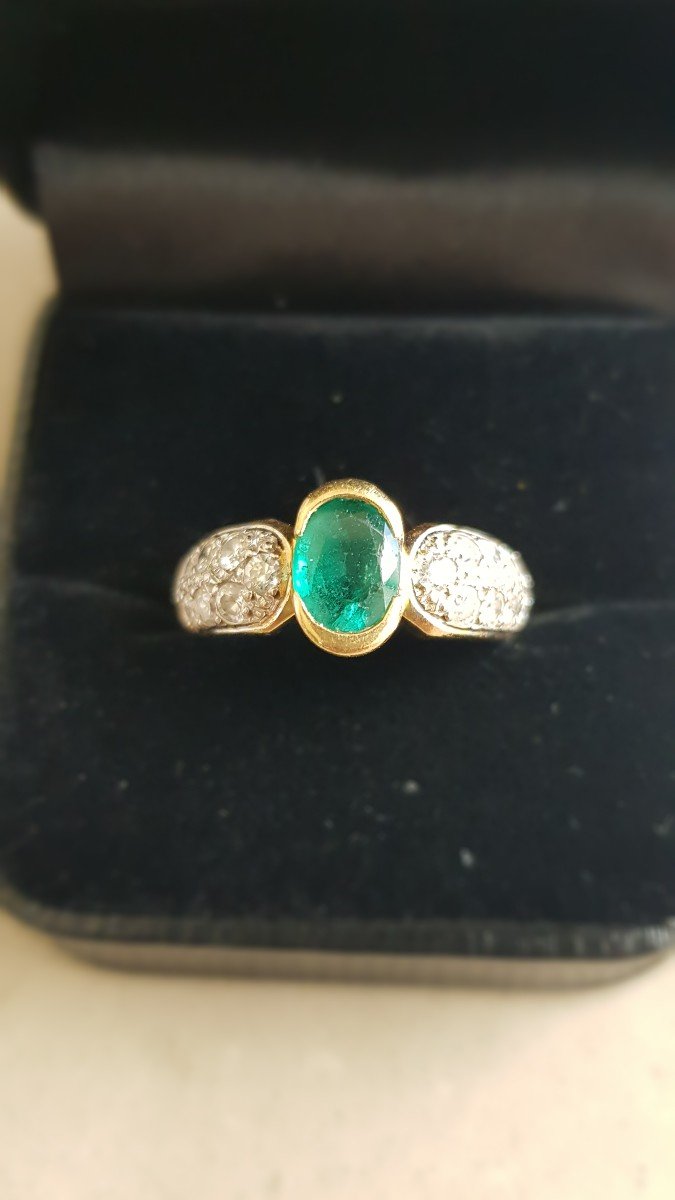 Bague Or-émeraude- Diamants-photo-2
