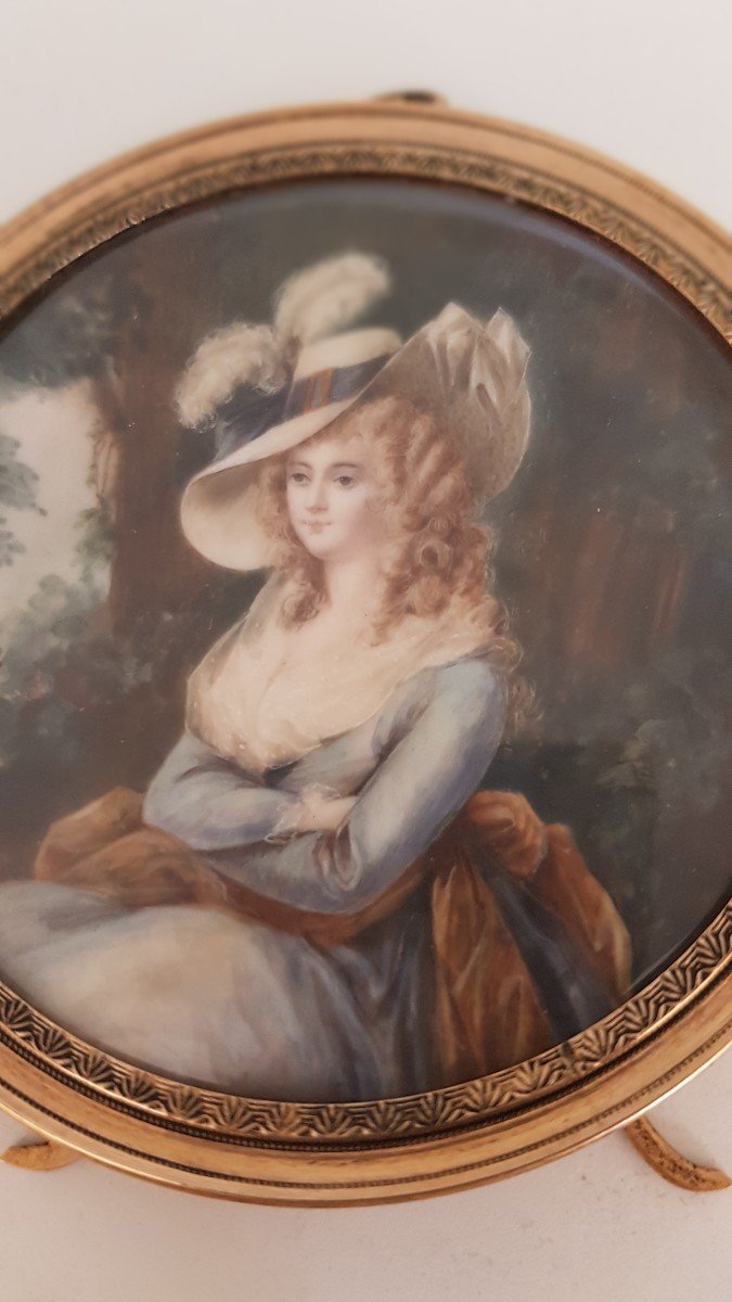 Miniature Portrait Of A Young Woman, Late 18th Century-photo-2