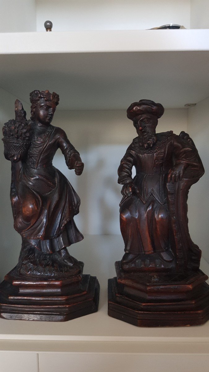 18th Century Wood Sculptures: Spring And Winter.