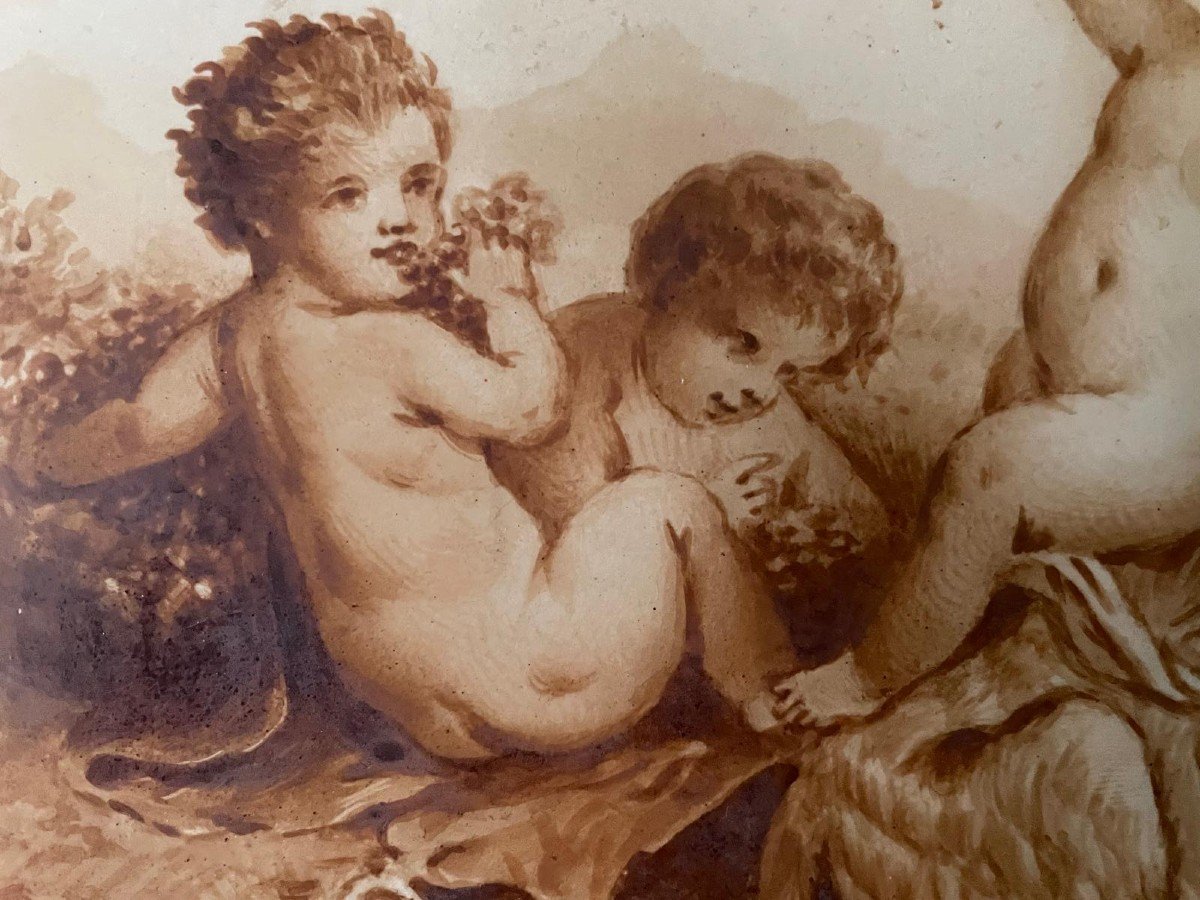 Painted Panel: Little Bacchus Having Fun-photo-3